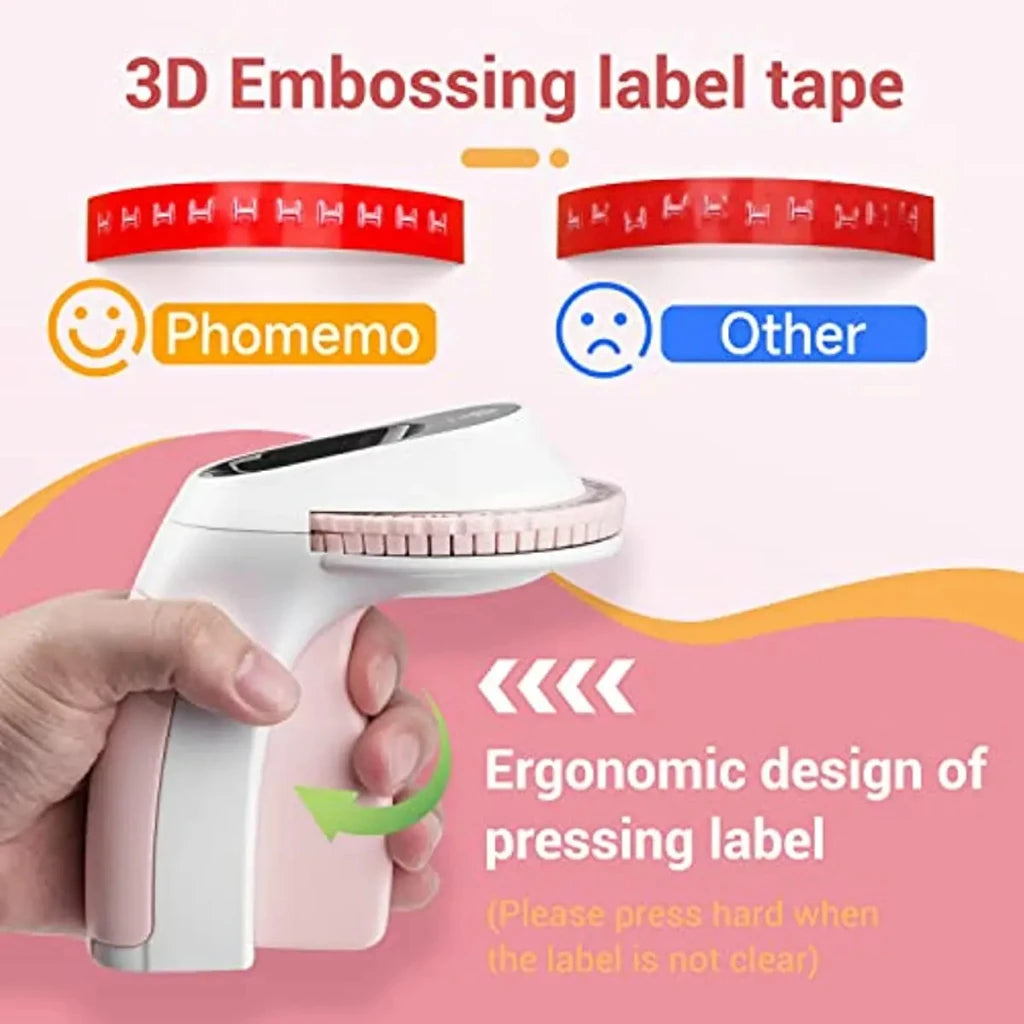 Phomemo E975 Embossing Label Machine with 6 Tapes 3D Portable Embossed Label Printer for Office Home