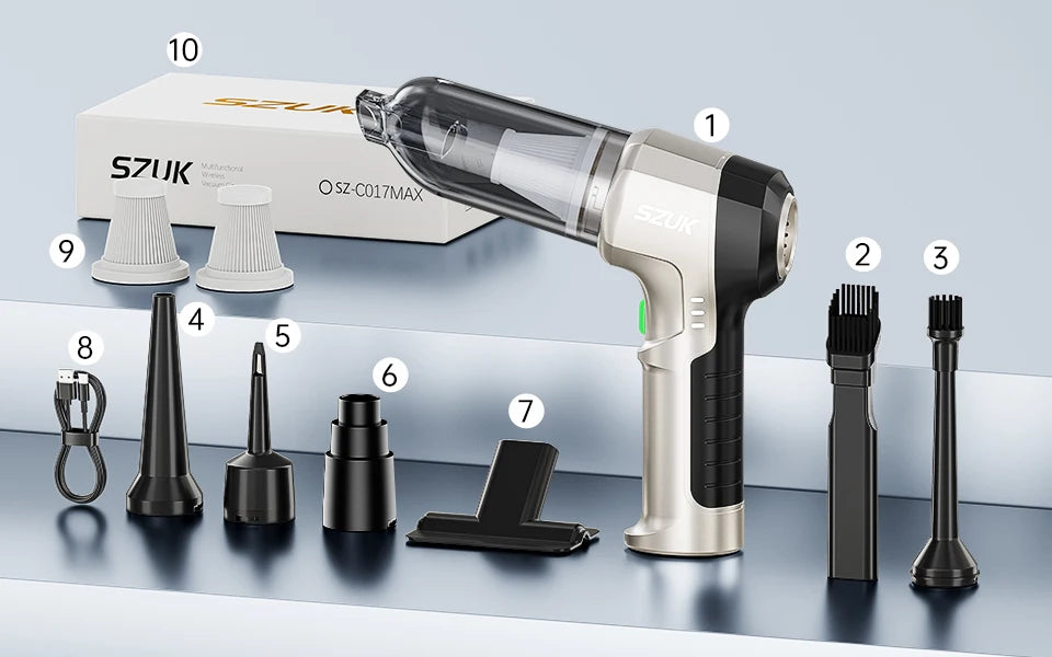 SZUK C017MAX Mini Car Vacuum Cleaner Powerful Portable HandHeld Vacuum Cleaner For Car Wireless Cleaner Robot Car Accessories