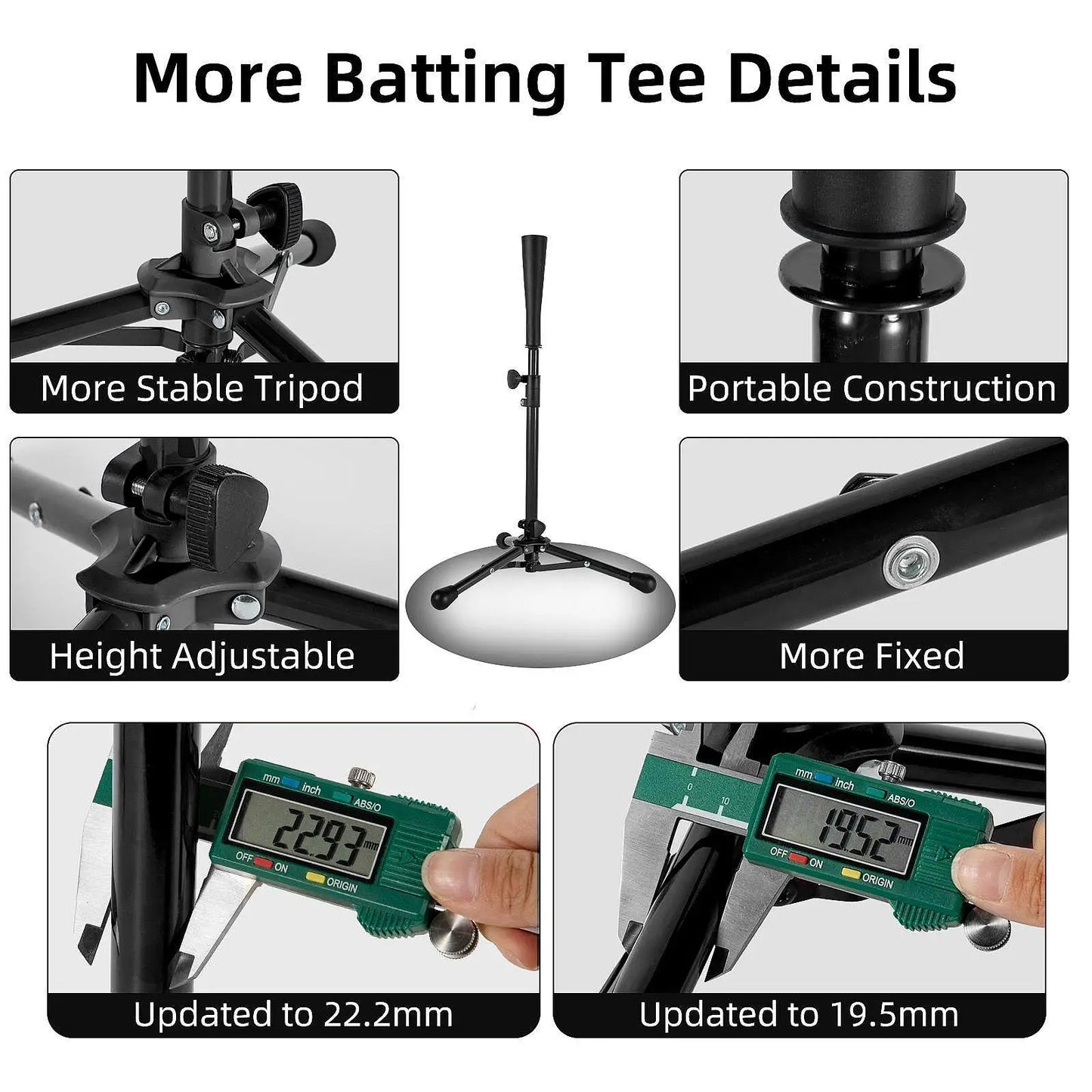 Foldable Baseball Batting Tee Tripod Adjustable Tripod Stand Tee for Hitting Training Practice Portable for Adult Kids Beginner