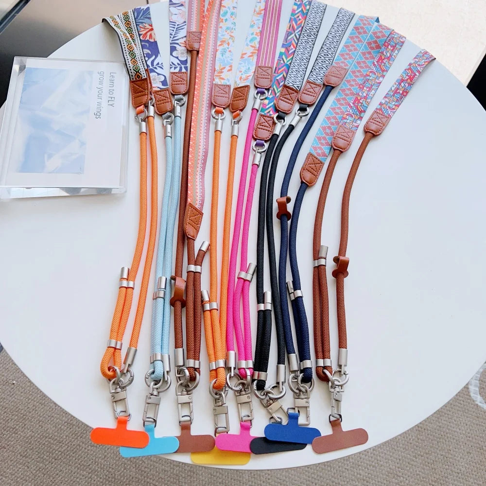 Colorful Adjustable Long Lanyard for Mobile Cell Phone Candy Solid Color Crossbody Necklace Anti-Lost Strap for Phone Universal