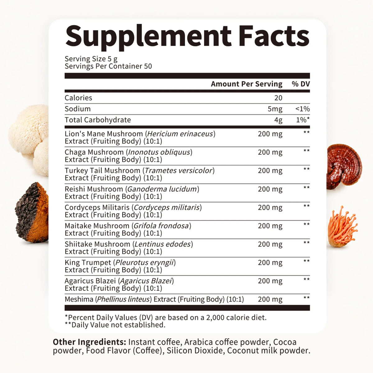 Organic Lion Mane Mushroom Coffee with Reishi, Cordyceps- Support Energy, Mental Clarity & Focus, Brain Booster