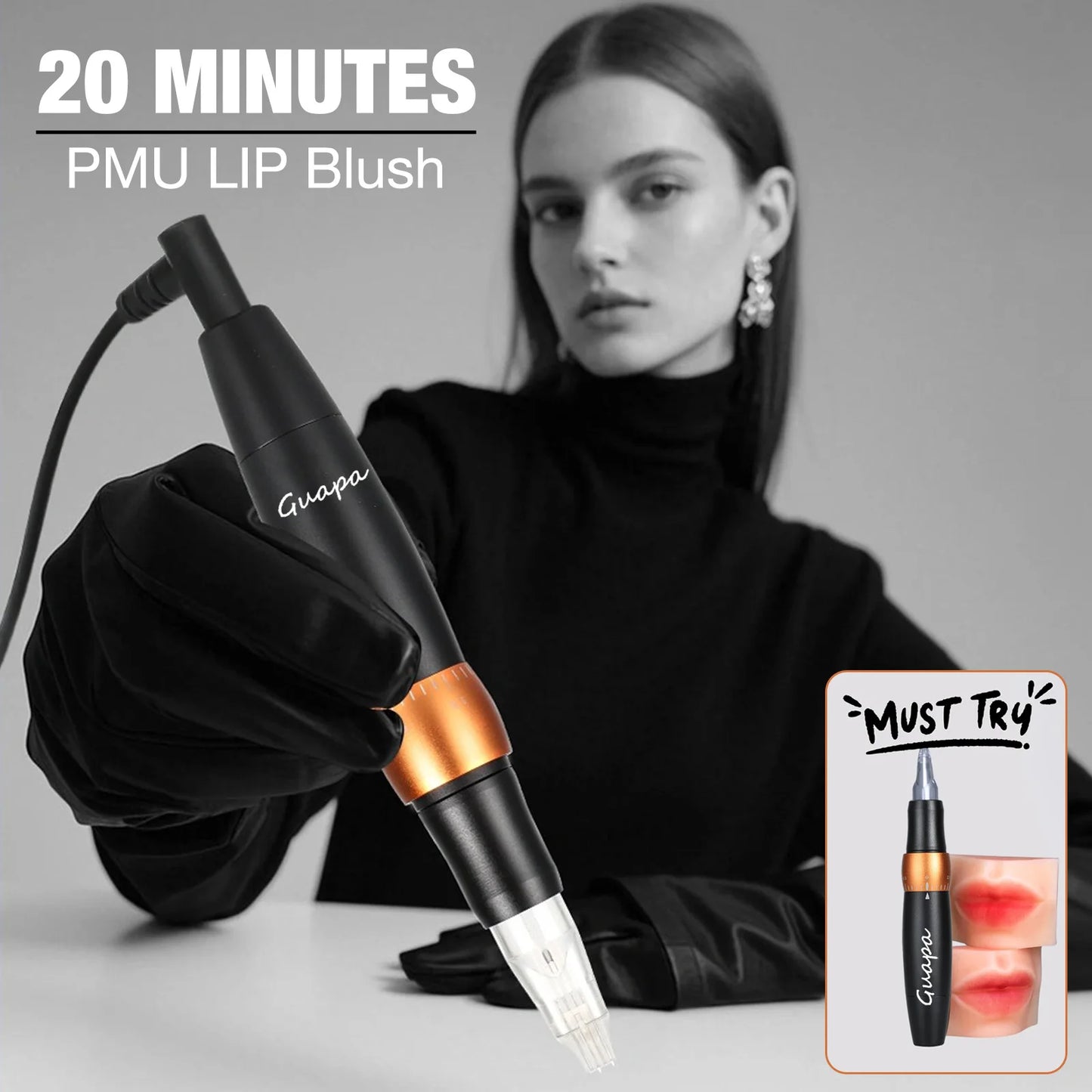 20MINS Fast Lip Blush Permanent Makeup Machine with 8 Pin System for PMU Eyebrow Lip and Ombre Shading Tattoo