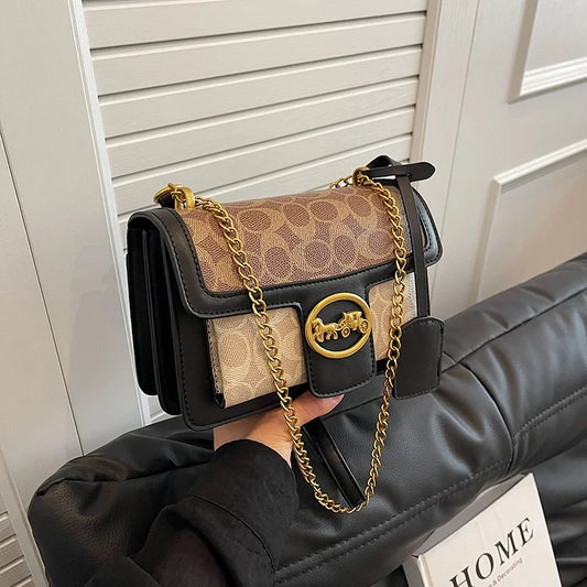 Light luxury women's bag 2025 new high-end color contrast single shoulder underarm bag designer fashionable crossbody small squa