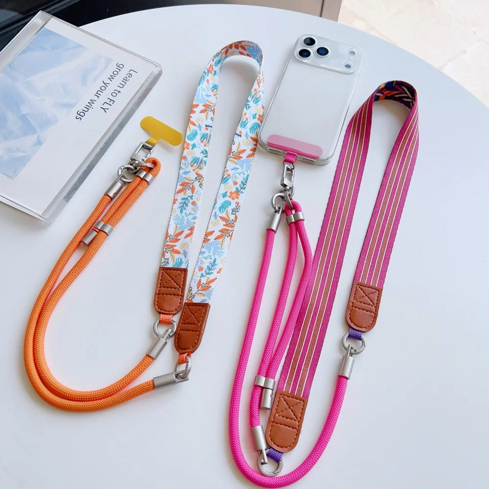Colorful Adjustable Long Lanyard for Mobile Cell Phone Candy Solid Color Crossbody Necklace Anti-Lost Strap for Phone Universal