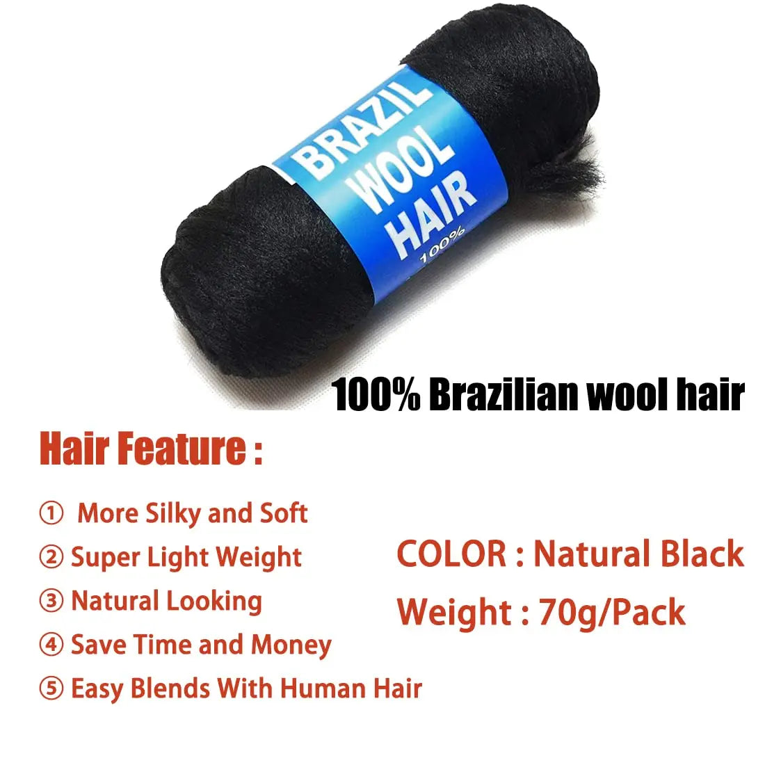 Kanekalon For Braiding 70g per bundle Brazilian wool hair flame retardant synthetic fiber for box braids Senegalese Twist Braids