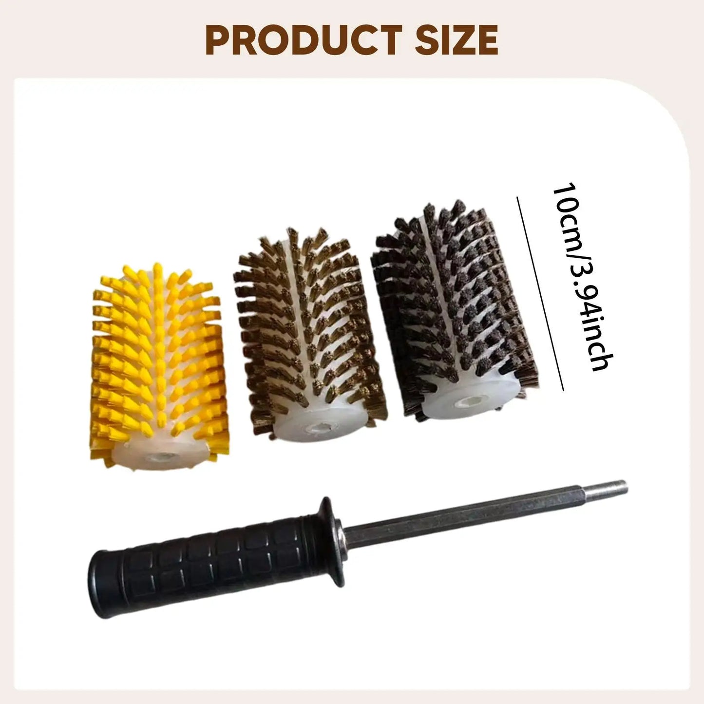 Snowboard Wax Brush Kit with Axle Handle Cover Roller Brush Nylon Brass Horsehair Professional Ski Wax Brushes Ski Wax Brush Kit