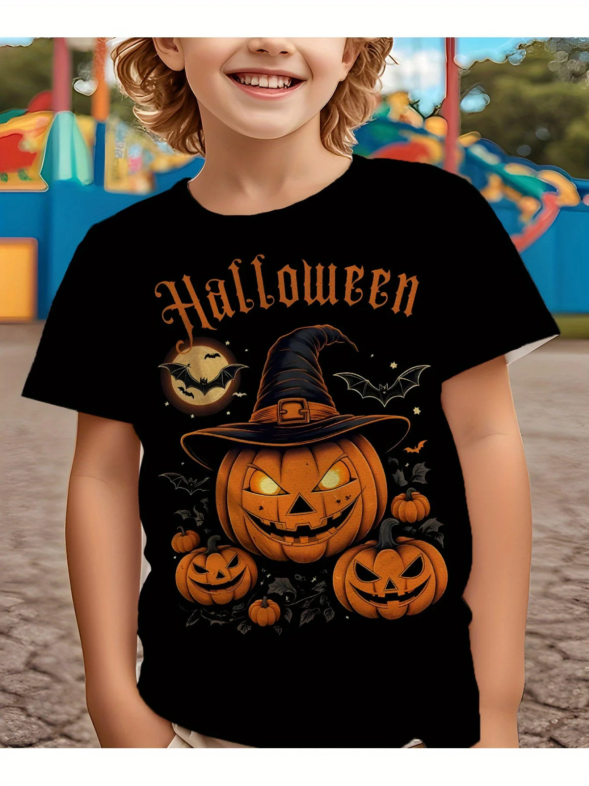 Children's Clothing Halloween Pumpkin Monster Graphic T-Shirt Boys Casual Short Sleeve Tee Halloween Gift for Kids Clothes 2-14Y