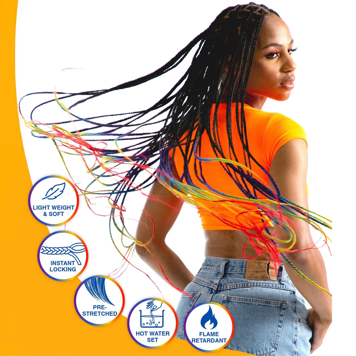 Sensationnel African Collection Braids 6X X-Pression Pre-Stretched Braid 58" - Lightweight, Long-Lasting