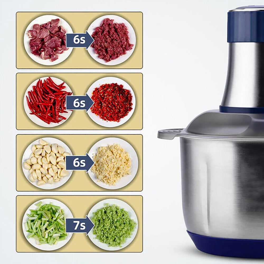 5L Electric Meat Grinders Food Crusher Stainless Steel Multifunctional Vegetable Slicer Processor Chopper Kitchen Appliances