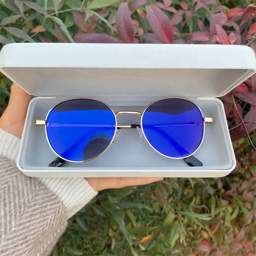 Photochromic Eyeglasses Women Men 2024 Metal Simple Circle Lunettes Anti Reflet Homme Blue Light Original Blue Photogray Glasses
