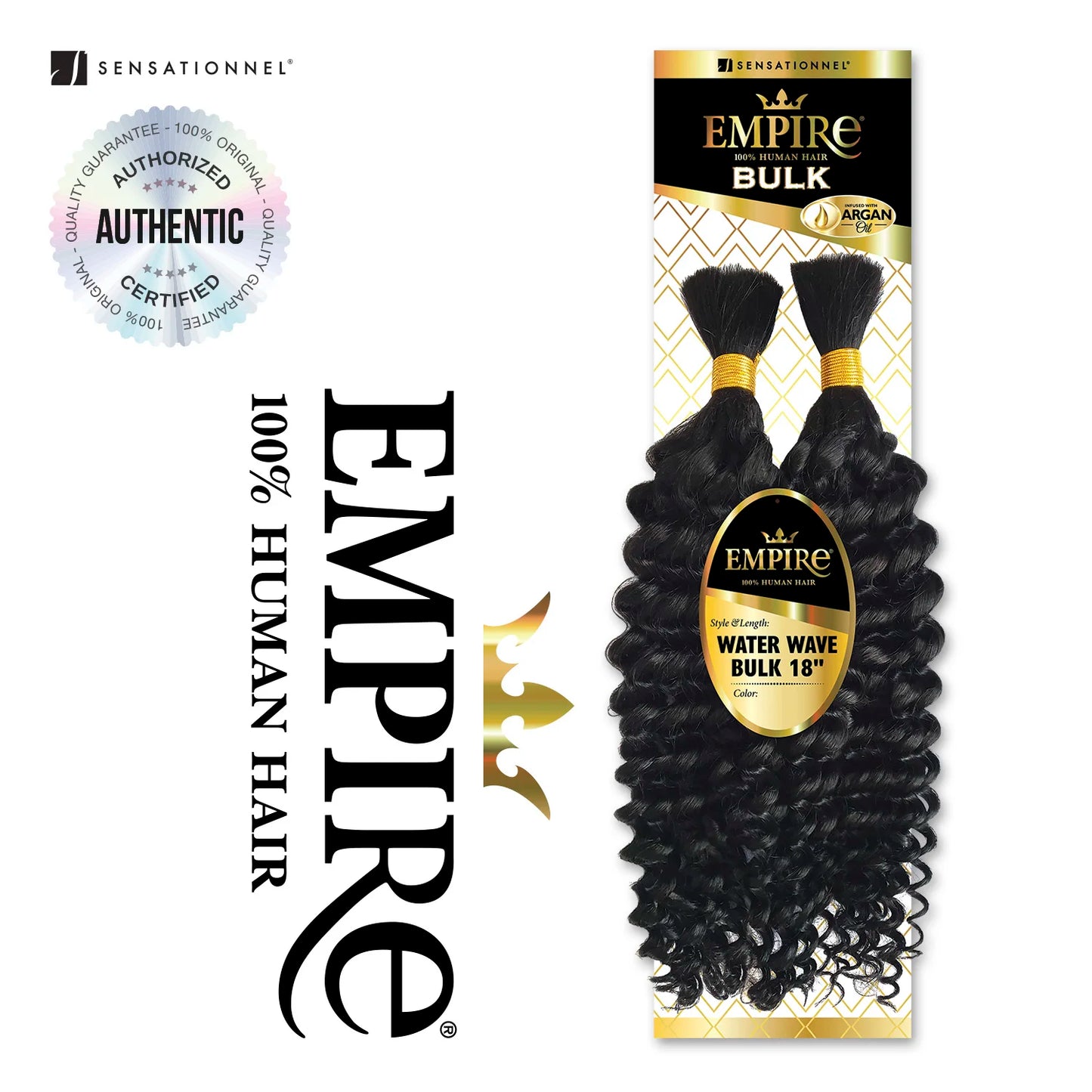 Sensationnel Empire Human Hair Braids Water Wave Bulk 18" - 100% Human Hair, Deep Wave Texture
