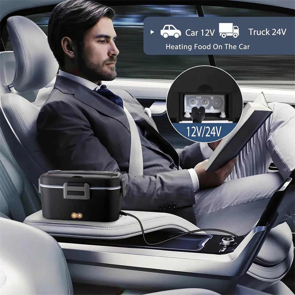 Electric heated lunch box 75W stainless steel detachable 1.8 L heating bowl 12V/24V/220V, car/truck/office dining box