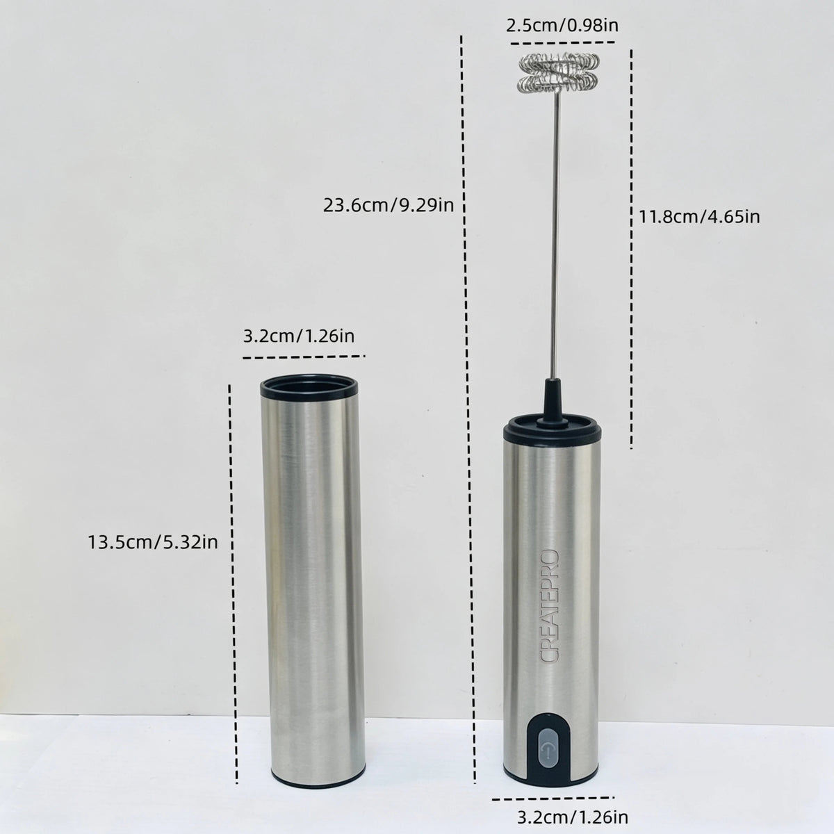 Handheld Electric Milk Frother, Made of Stainless Steel, USB Rechargeable, with a Storage Lid, Suitable for Coffee, Latte