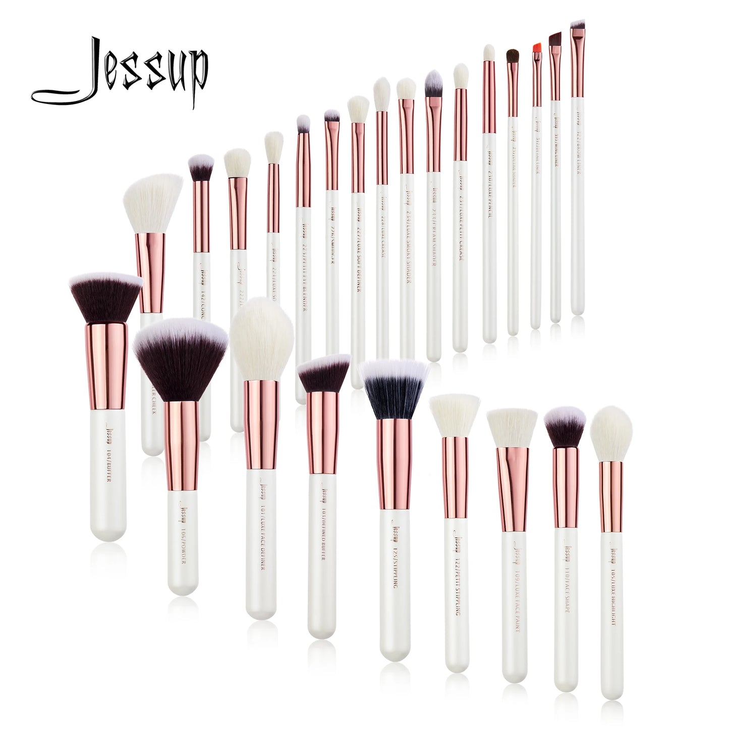 Jessup 25pcs Professional Makeup Brushes set Make up Brush Tools kit Foundation set Powder Blushes Beauty Pearl White T215