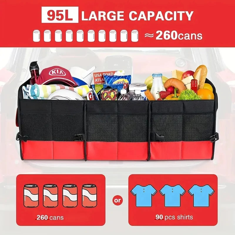 90L Foldable Trunk Storage Box Camping Waterproof Oxford Cloth Easy to Carry for Fishing travel Large-Capacity Car Organizer