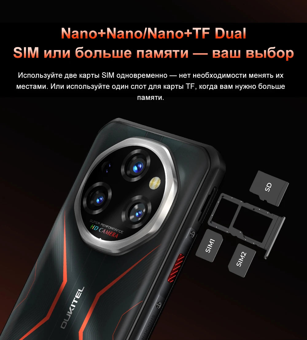 World Premiere OUKITEL WP55 5G Rugged Phone 36GB(12+24) 256GB 11000mAh 33W Smartphone 6.6” 120Hz FHD+ 108MP Android 15 Cellphon