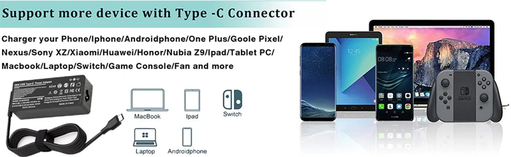 90W 20V USB-C AC Charger Laptop Adapter For HP Spectre x360 Dell TDK33 TDK33 Lenovo ThinkPad T480 T480s T580 T580s IdeaPad Yoga