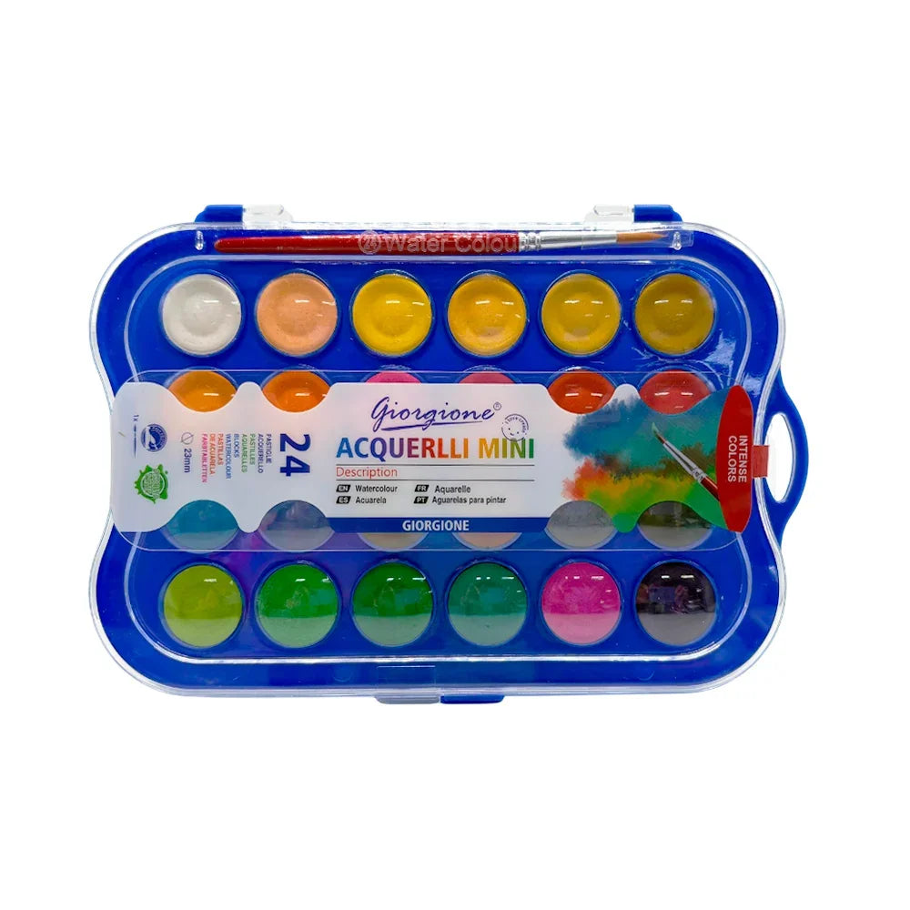 [GD] Case with 24 watercolors + brush, variety of colors / g-t24
