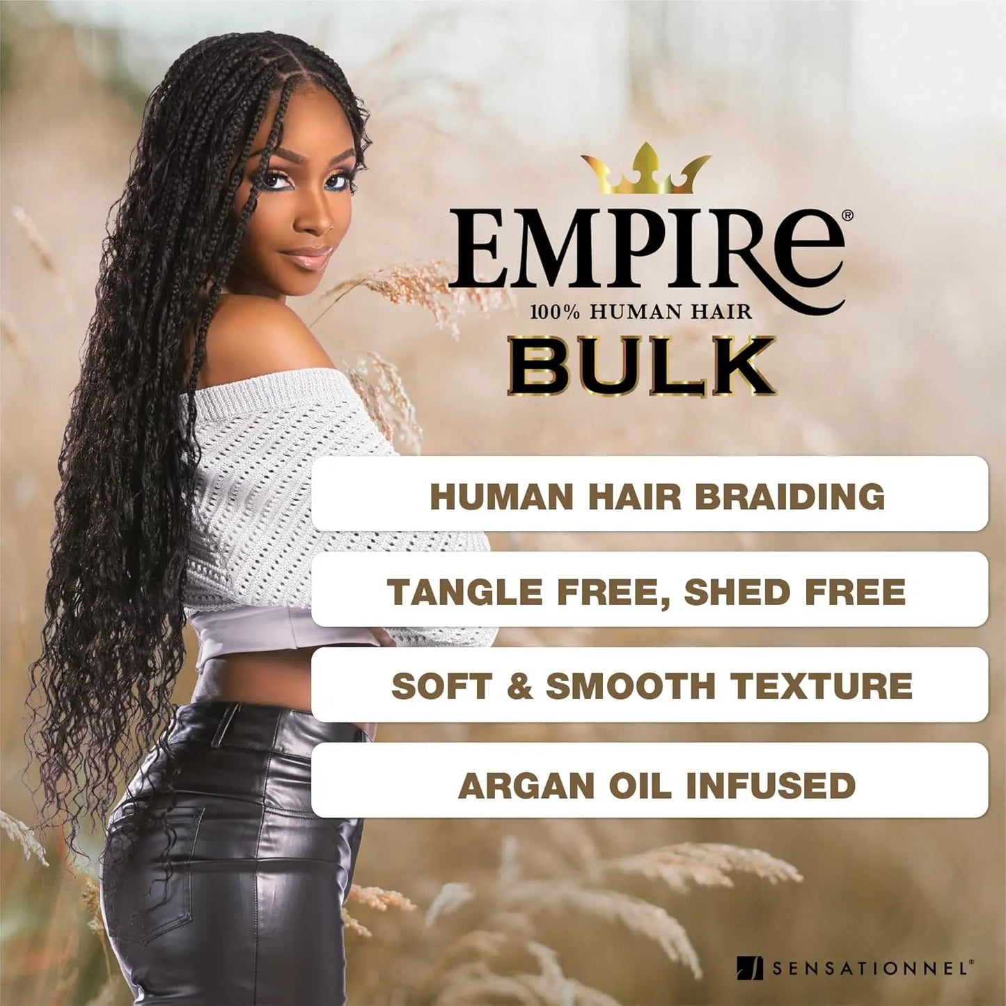 Sensationnel Empire Human Hair Braids Water Wave Bulk 18" - 100% Human Hair, Deep Wave Texture