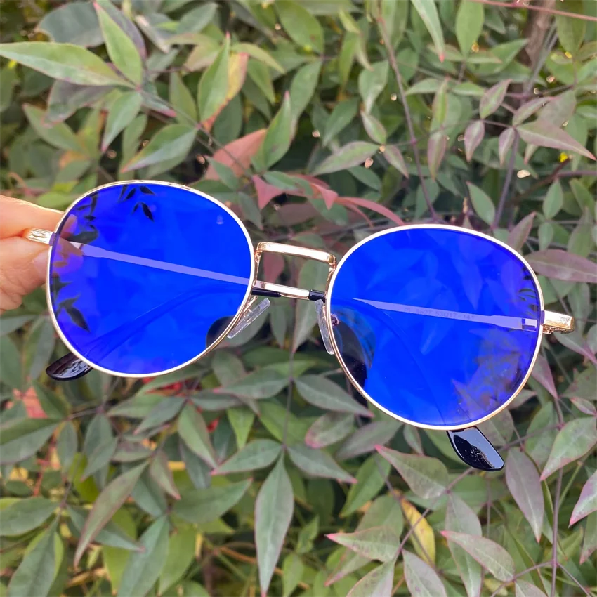 Photochromic Eyeglasses Women Men 2024 Metal Simple Circle Lunettes Anti Reflet Homme Blue Light Original Blue Photogray Glasses