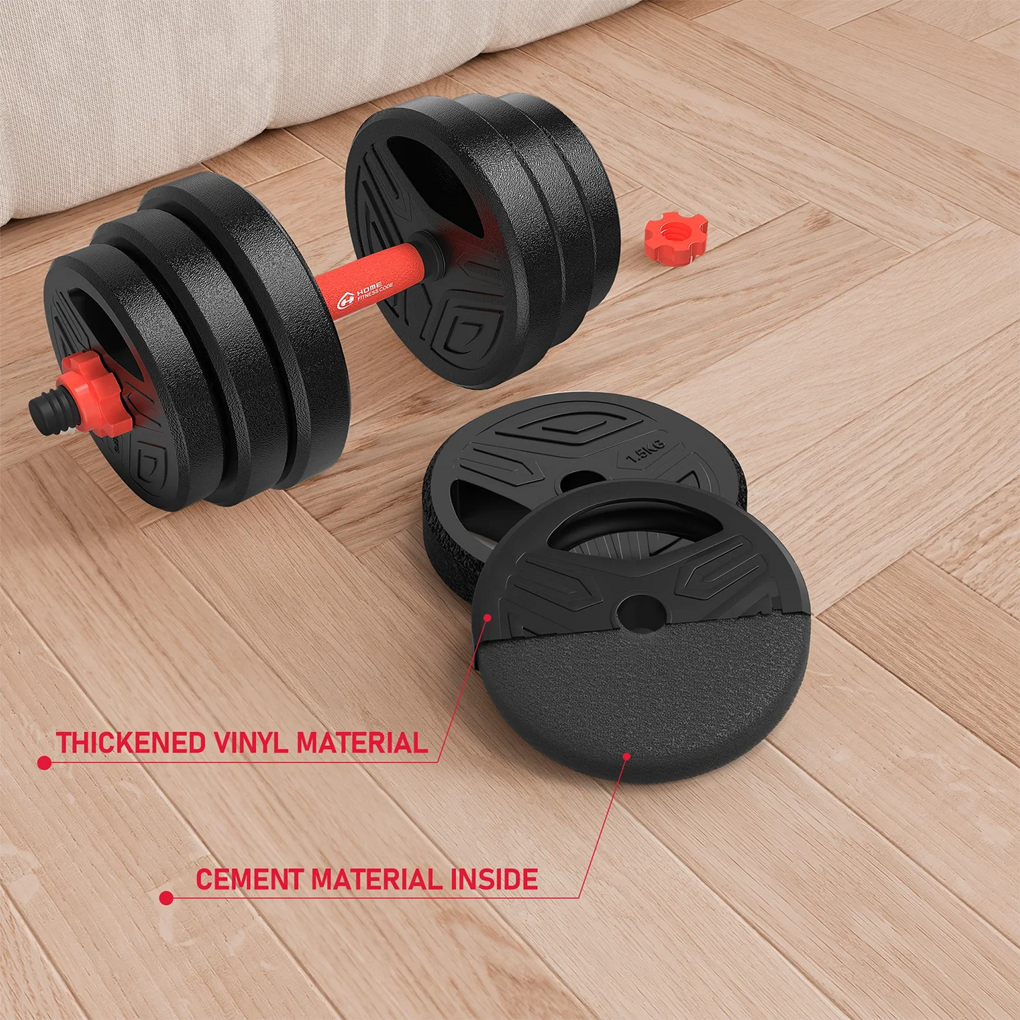 3-in-1 Dumbbell Barbell Set 20kg Weights Dumbbell Bars Adjustable Dumbbells Dumbbell Set for Strength Training Fitness Home Gym