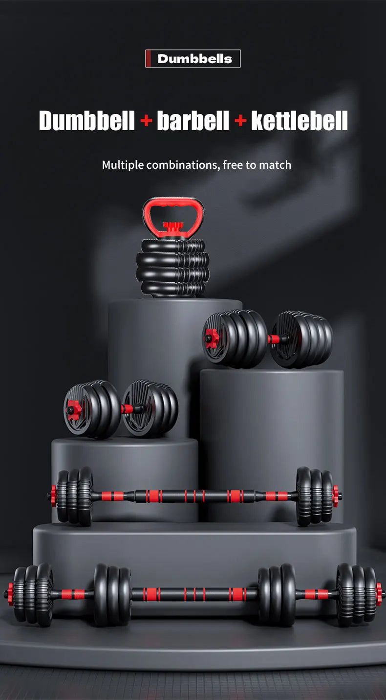 4-in-1 Adjustable Weight Dumbbell Set 22lb– Multi-Function Home Gym Equipment for Men & Women – Convertible Dumbbell, Kettlebell