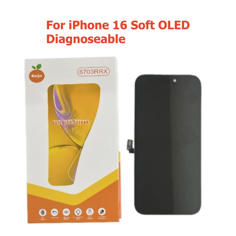 Diagnosable For iPhone 16 Pro Max Screen 17 15Pro 14Pro Max 16 15 Plus Display LCD with 3D Touch Digitizer Assembly Soft OLED RJ