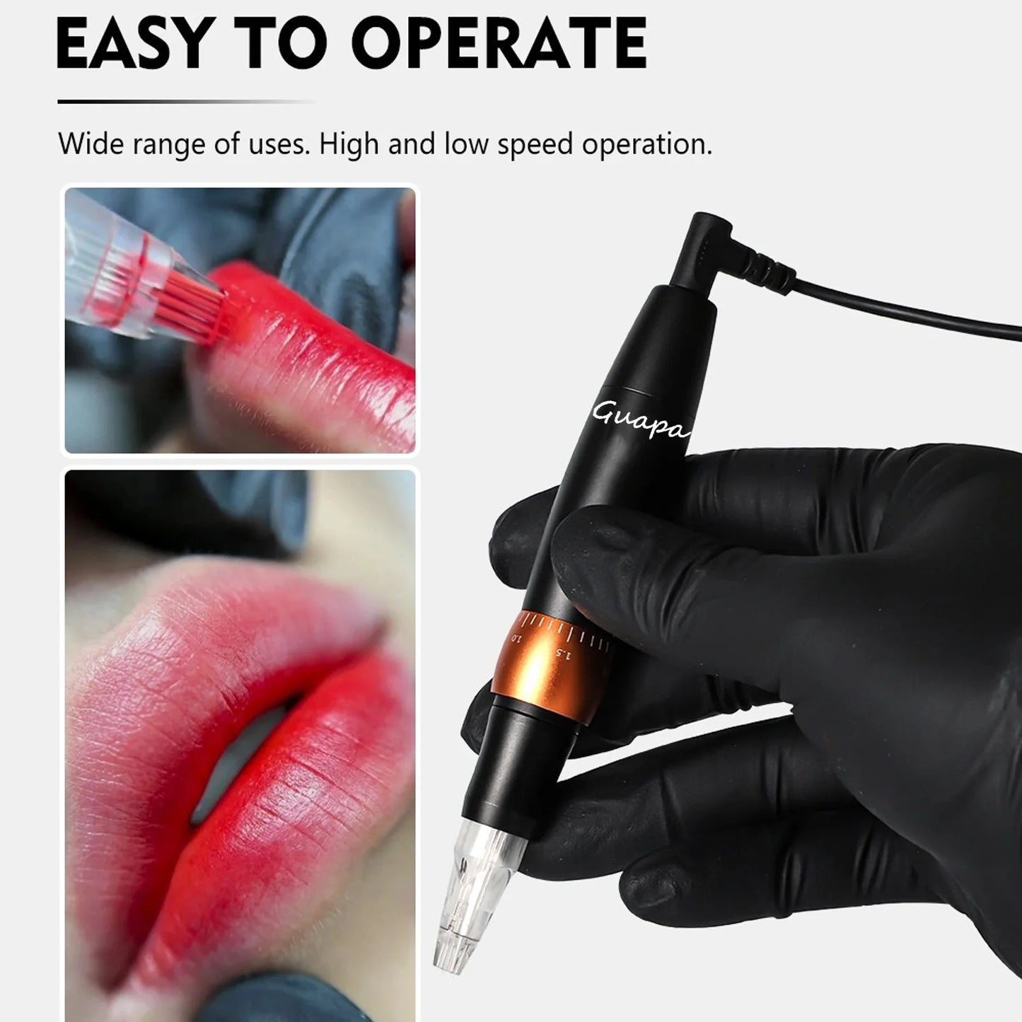 20MINS Fast Lip Blush Permanent Makeup Machine with 8 Pin System for PMU Eyebrow Lip and Ombre Shading Tattoo