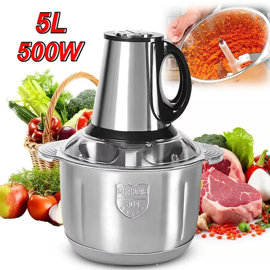 5L Electric Meat Grinders Food Crusher Stainless Steel Multifunctional Vegetable Slicer Processor Chopper Kitchen Appliances