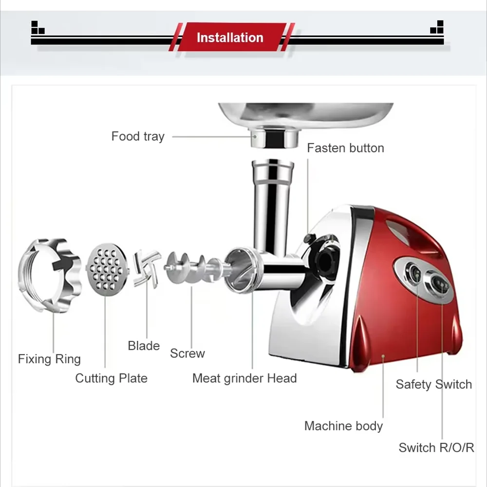 2800W Electric Meat Grinders Food Crusher Stainless Steel Multifunctional Vegetable Slicer Processor Chopper Kitchen Appliances