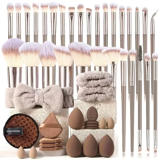 Premium Makeup Brushes Set, Including Makeup Brushes, Hairband Wrist Sponge Ball Powder Puff Silicone Cleaning Makeup Brush Tool