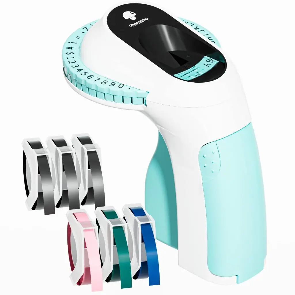 Phomemo E975 Embossing Label Machine with 6 Tapes 3D Portable Embossed Label Printer for Office Home