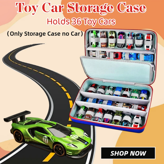 Toy Car Storage Case Compatible with Hot Wheels Cars Holds 36 Toy Cars Toy Car Organizer with Handle or Model Cars Small Dolls