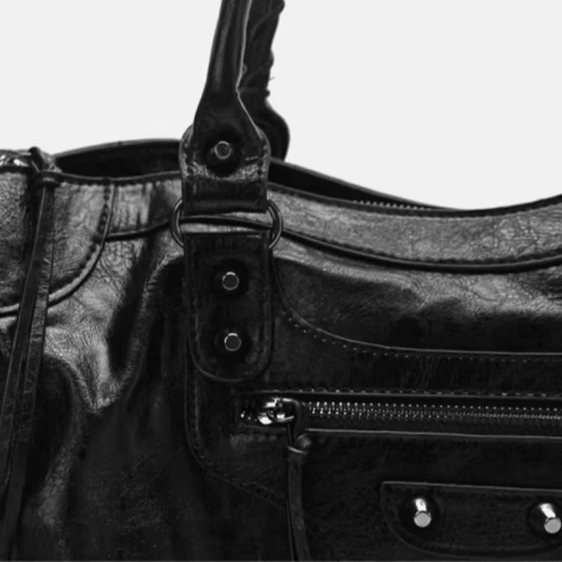 Luxury Designer City Motorcycle Shoulder Tote Bag for Women Large Capacity Autumn Winter Handbag Crossbody Stylish Women's Bag