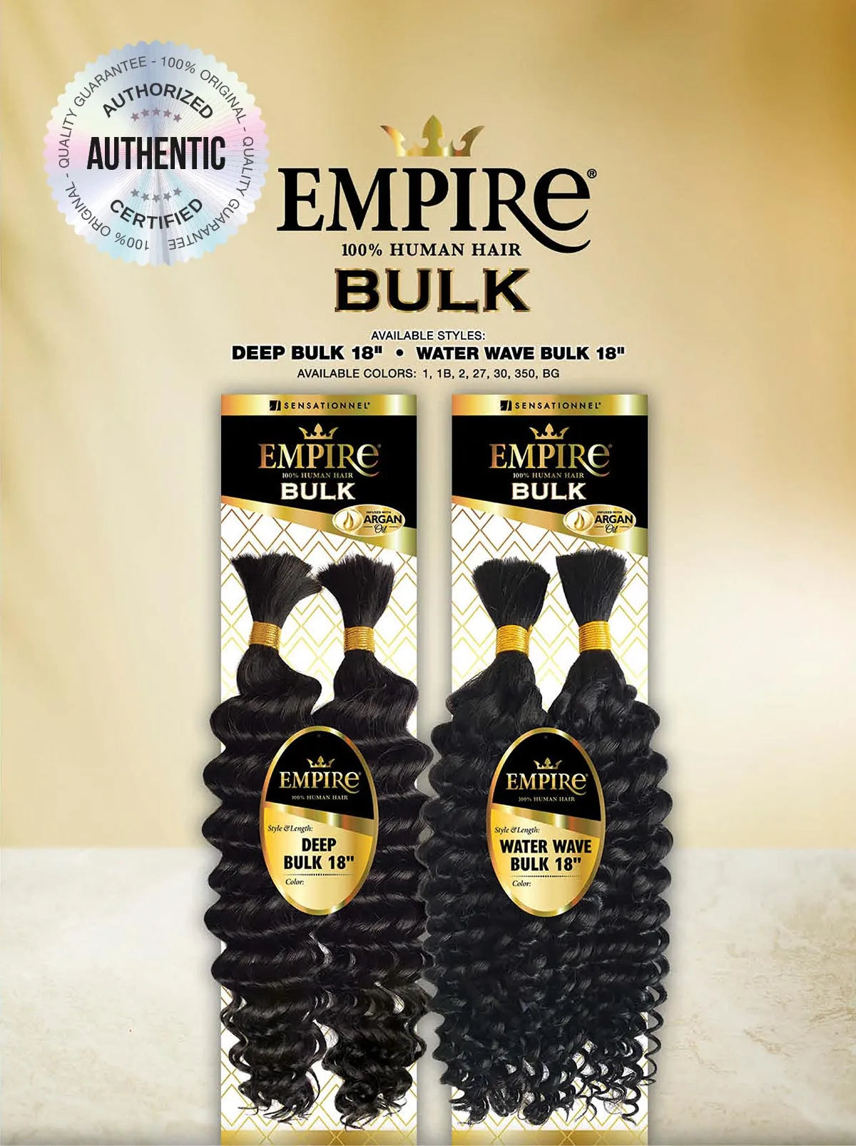 Sensationnel Empire Human Hair Braids Water Wave Bulk 18" - 100% Human Hair, Deep Wave Texture