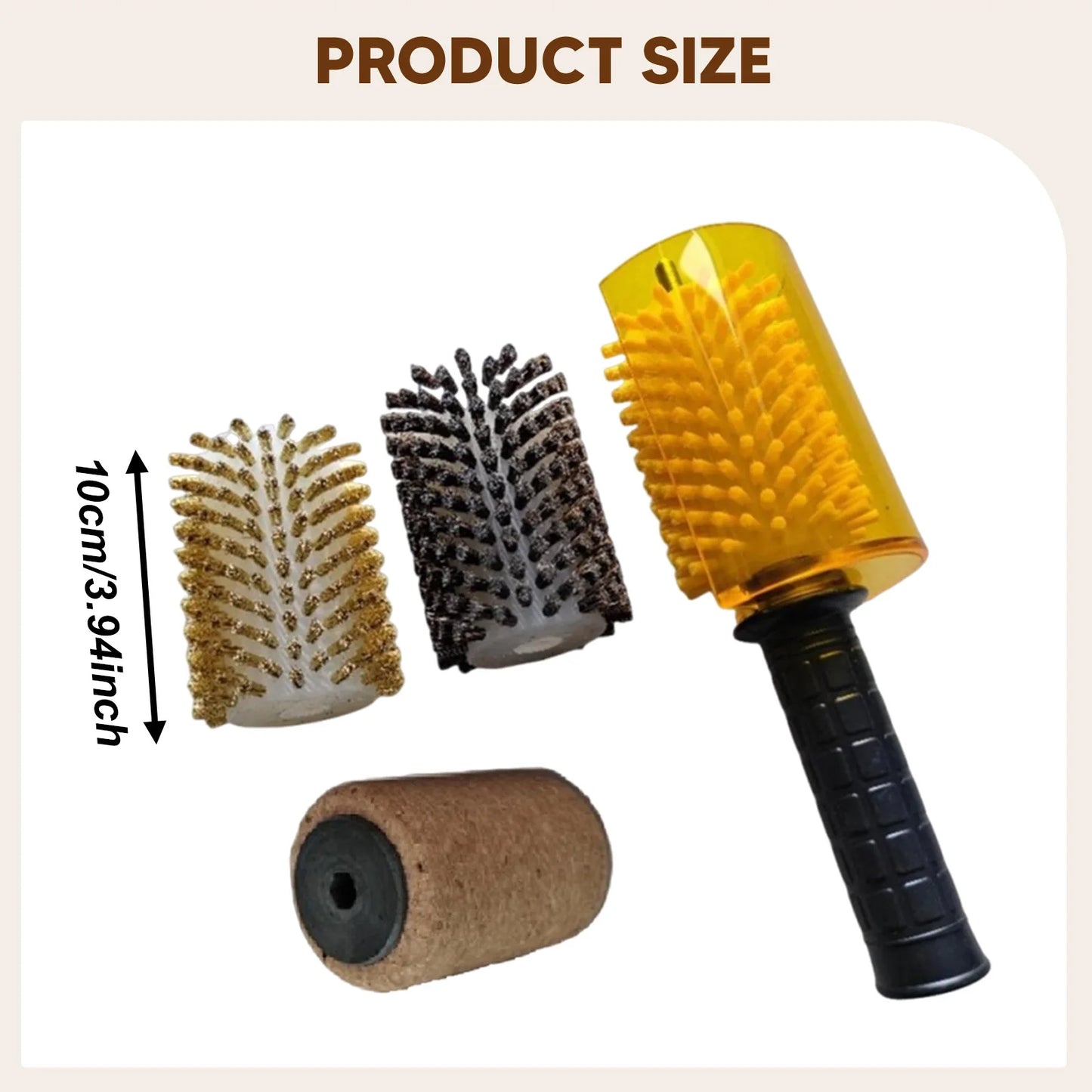 Snowboard Wax Brush Kit with Axle Handle Cover Roller Brush Nylon Brass Horsehair Professional Ski Wax Brushes Ski Wax Brush Kit