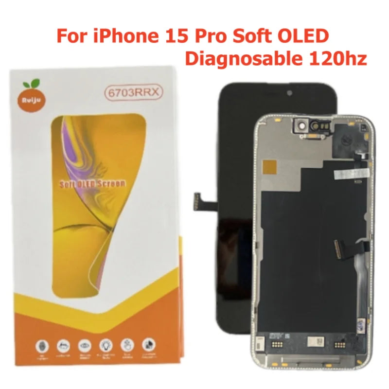 Diagnosable For iPhone 16 Pro Max Screen 17 15Pro 14Pro Max 16 15 Plus Display LCD with 3D Touch Digitizer Assembly Soft OLED RJ