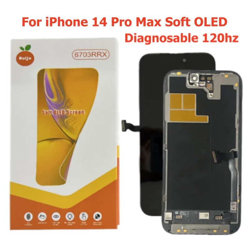 Diagnosable For iPhone 16 Pro Max Screen 17 15Pro 14Pro Max 16 15 Plus Display LCD with 3D Touch Digitizer Assembly Soft OLED RJ