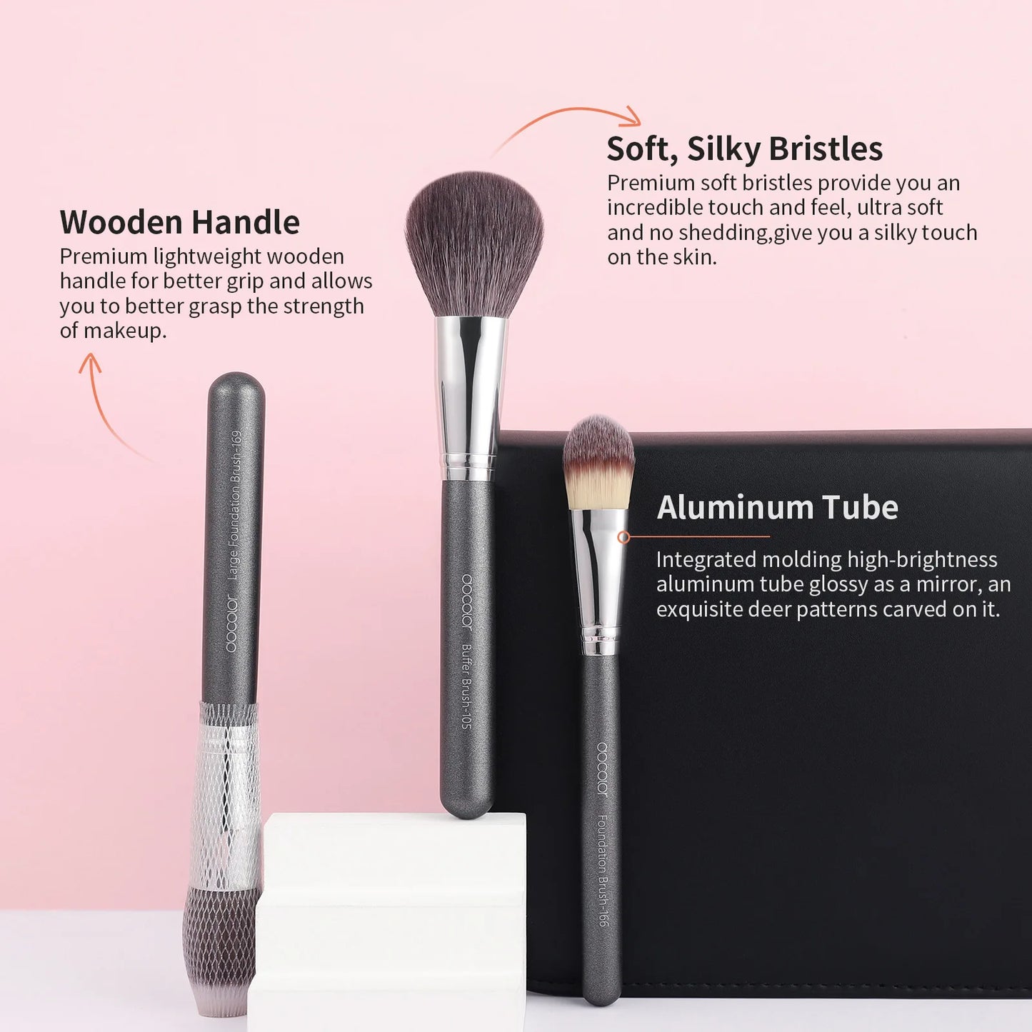 Docolor Makeup brushes set 29pcs Professional Natural hair Foundation Powder Contour Eyeshadow make up brushes with PU Leather