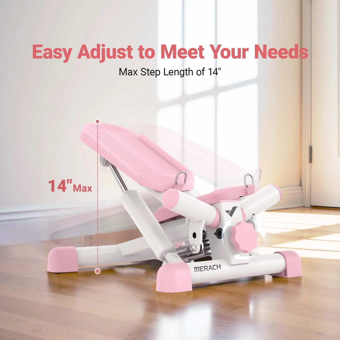 MERACH Mini Stepper for Exercise Twist Stair Stepper 330LBS Capacity Stepper Exercise Equipment with Resistance Band for Fitness