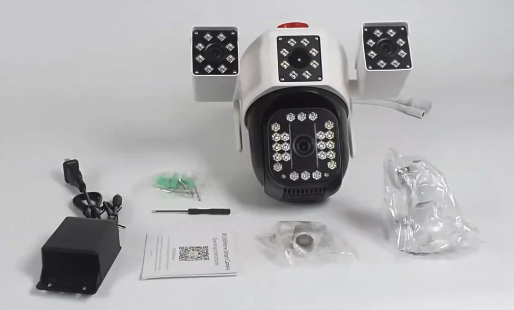 Linook 12MP, 4K, 4-lens, WiFi monitoring camera, IP camera, CCTV outdoor WiFi camera, WiFi security protection camera