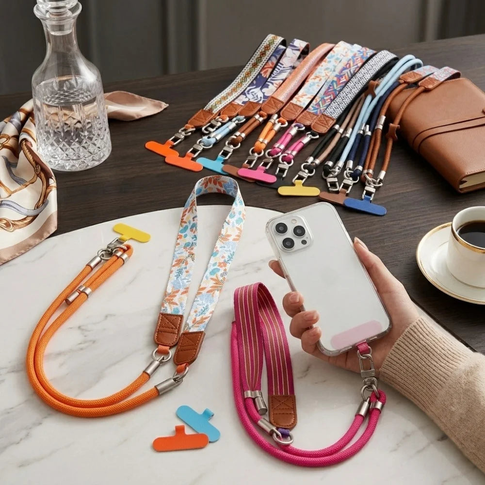 Colorful Adjustable Long Lanyard for Mobile Cell Phone Candy Solid Color Crossbody Necklace Anti-Lost Strap for Phone Universal