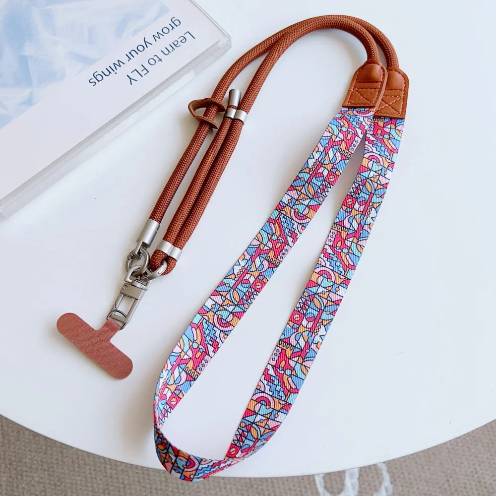 Colorful Adjustable Long Lanyard for Mobile Cell Phone Candy Solid Color Crossbody Necklace Anti-Lost Strap for Phone Universal