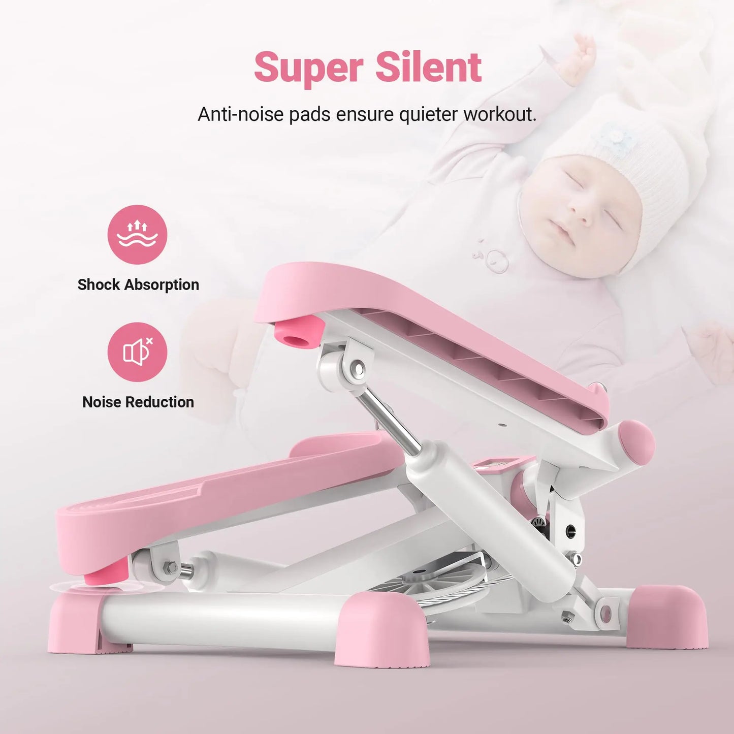 MERACH Mini Stepper for Exercise Twist Stair Stepper 330LBS Capacity Stepper Exercise Equipment with Resistance Band for Fitness