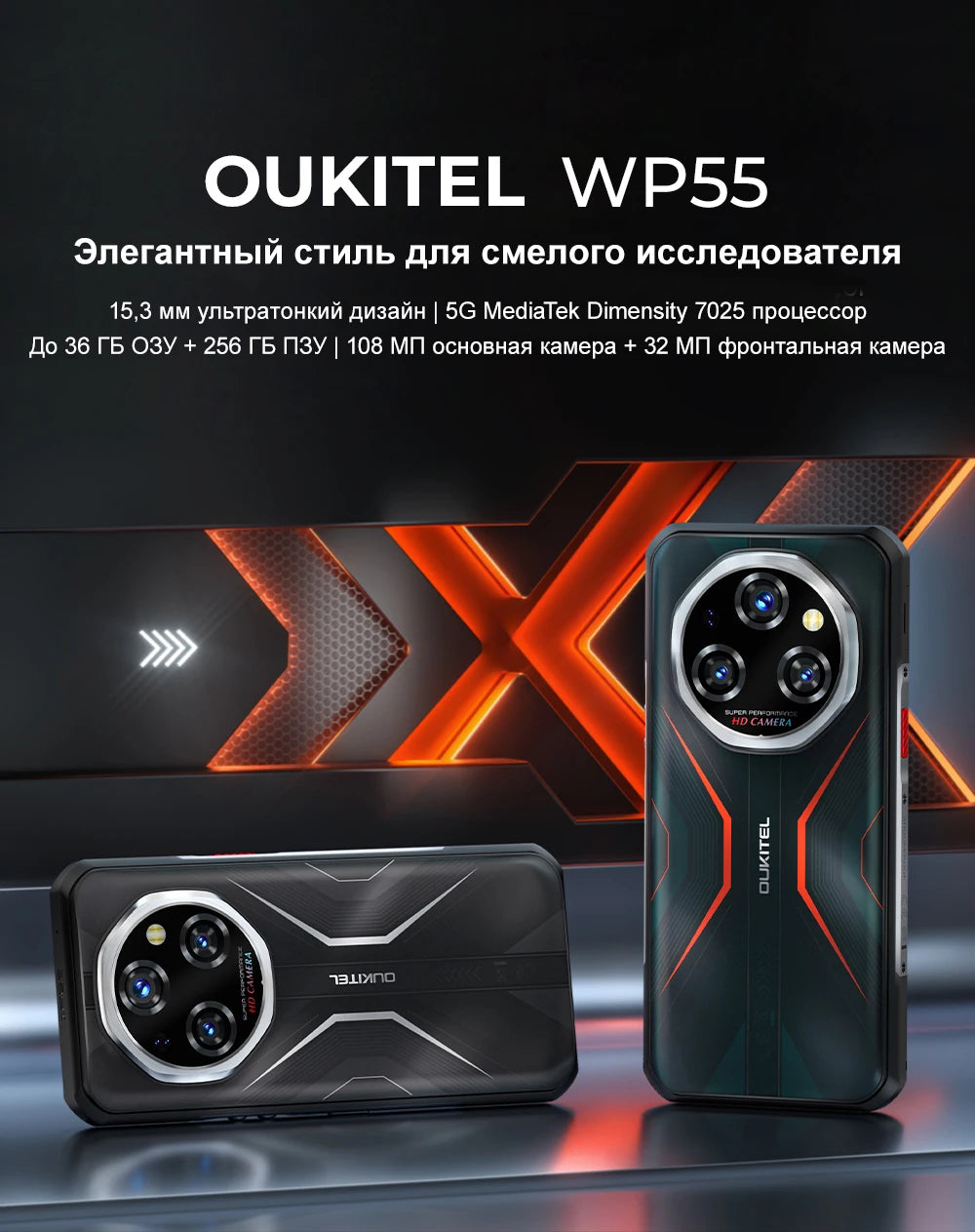 World Premiere OUKITEL WP55 5G Rugged Phone 36GB(12+24) 256GB 11000mAh 33W Smartphone 6.6” 120Hz FHD+ 108MP Android 15 Cellphon