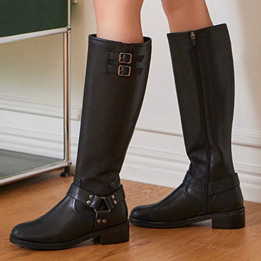 Women's 4cm Knee-High Biker Boots LCWL63I44V