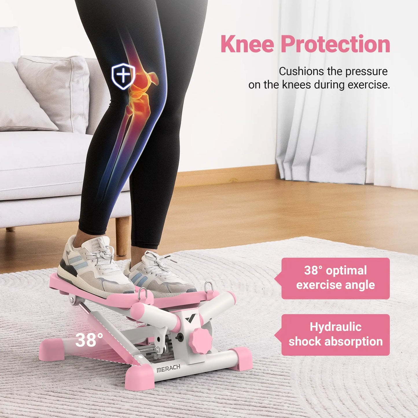 MERACH Mini Stepper for Exercise Twist Stair Stepper 330LBS Capacity Stepper Exercise Equipment with Resistance Band for Fitness