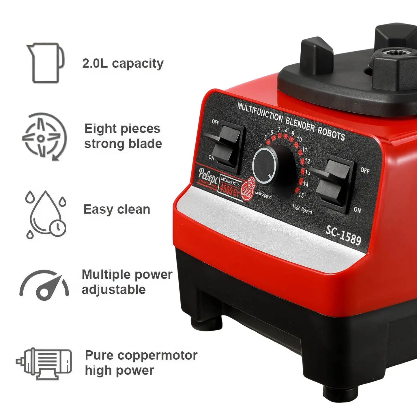 2000W Heavy Duty Commercial Blender Stationary Mixer Food Processor Ice Smoothies for Kitchen High Power Juicer Blender BPA Free