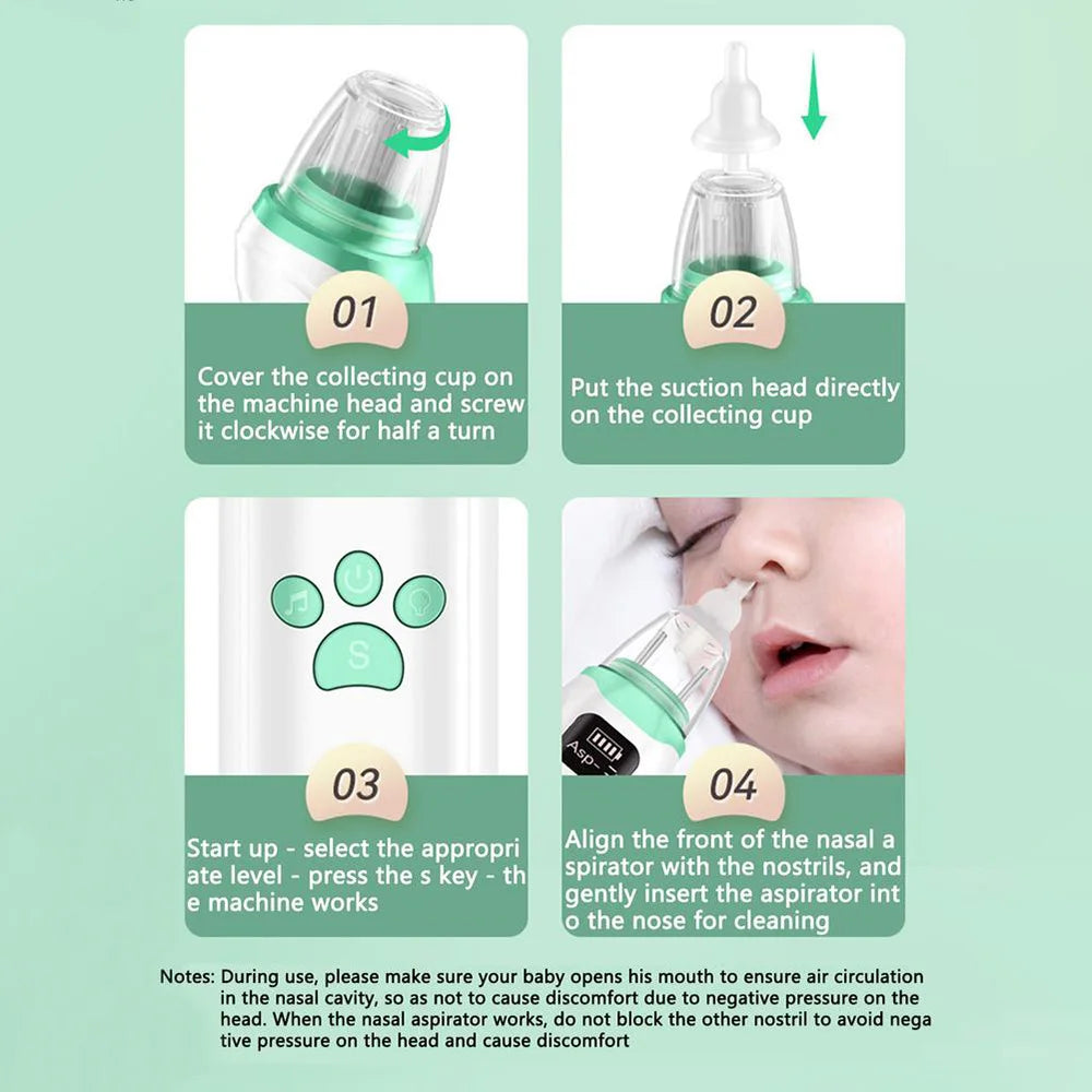MAMIJOY Electric Nasal Absorber Baby Nose Cleaner Silent Baby Obstruction Rhinitis Cleaner Nasal Aspirator For Newborn U94