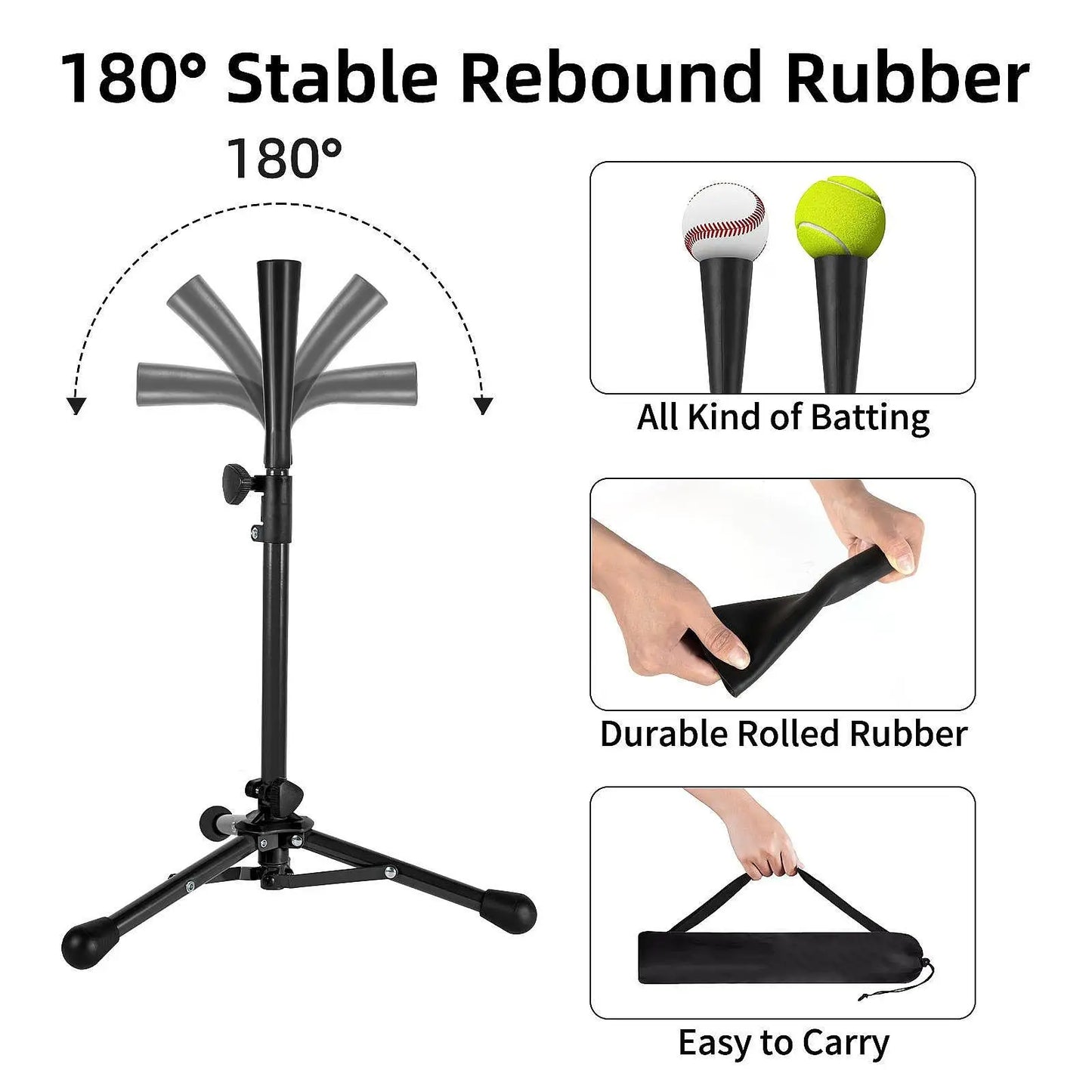 Foldable Baseball Batting Tee Tripod Adjustable Tripod Stand Tee for Hitting Training Practice Portable for Adult Kids Beginner